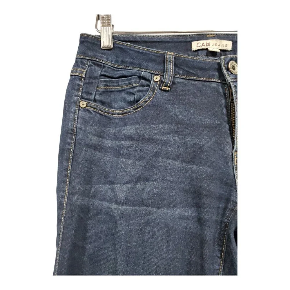 Cabi Womens Zoe Deep Indigo Flare Low- Rise Jeans Stretch Soft Lightweight Sz 4